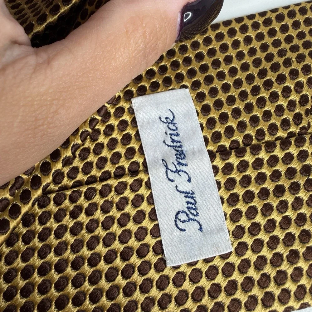NWOT Paul Fredrick Men's Silk Necktie Gold Brown 4